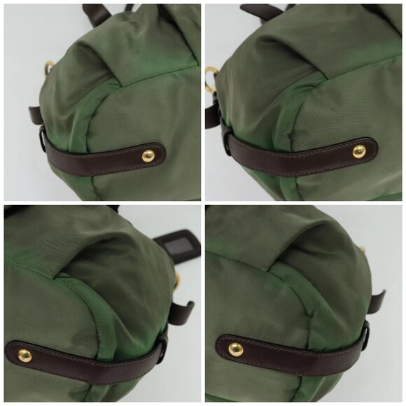 PRADA Hand Bag Nylon 2way Green Gold Auth - Picture 16 of 16